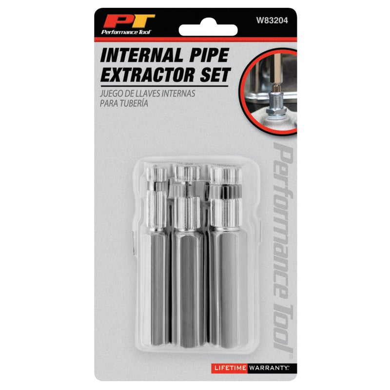 Performance Tool W83204 3 Piece Set, Hardened Steel Construction, Broken Pipe Extractor, Government-Compliant, 3/8-inch, Â½-inch, and Â¾-inch Pipe Capacities - Image 3
